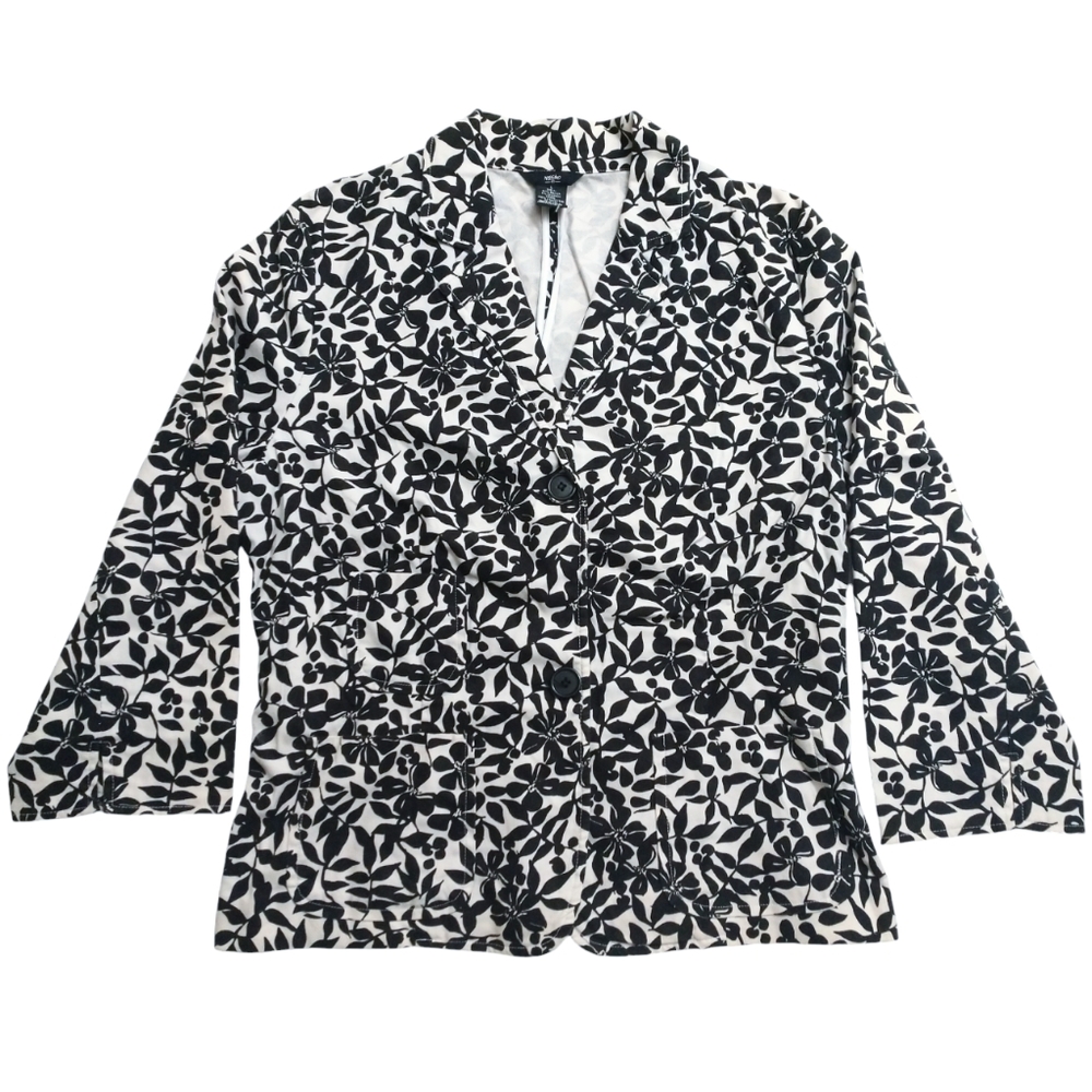 Mossimo Women's Black And White Floral Blazer Jacket L Large